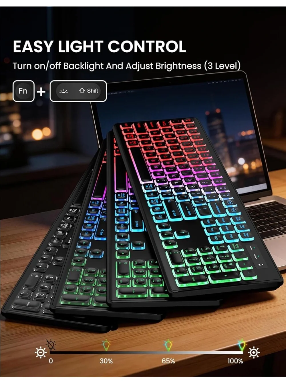 RGB Backlit Wireless Keyboard and Mouse Set - Multicolor Backlit